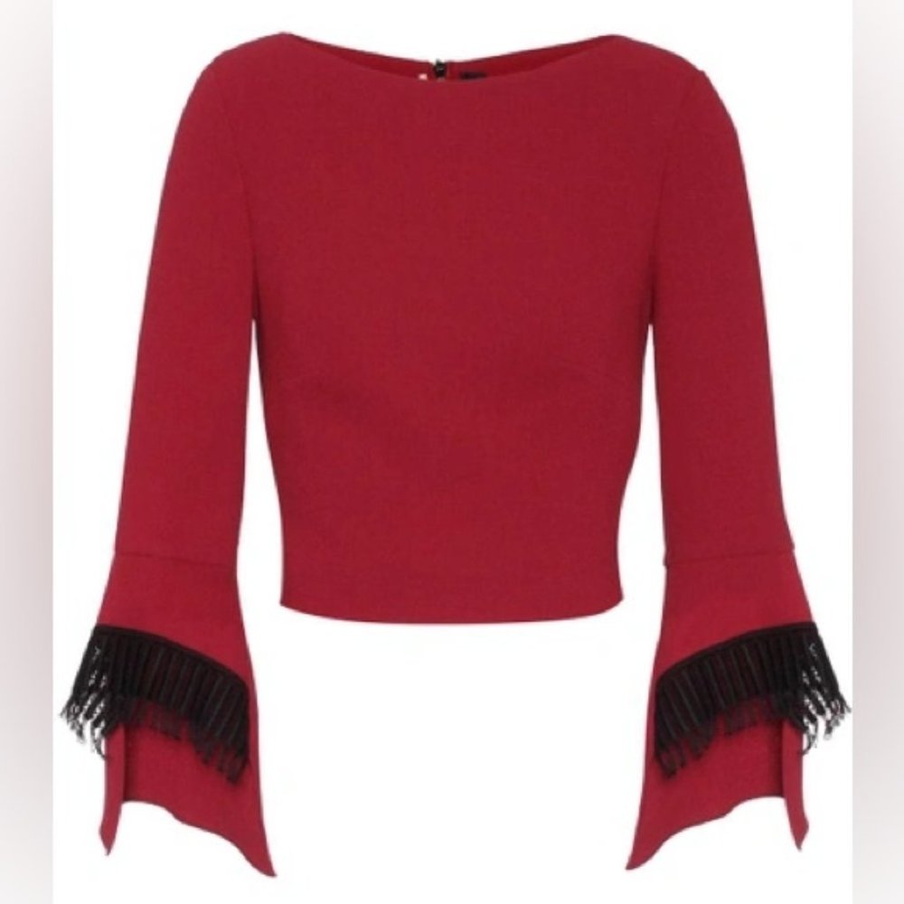 Roland Mouret us 10 red with black long sleeve top